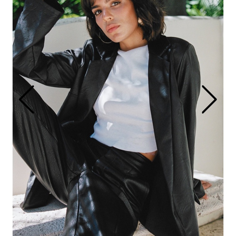 Black alt leather coast blazer